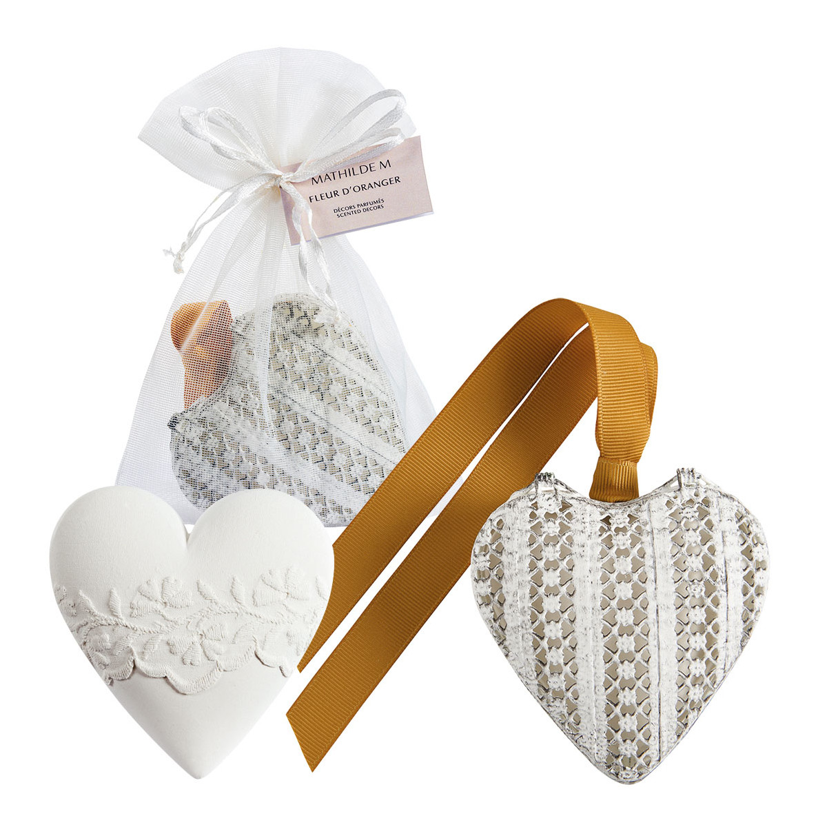 Boîte Cœur et décor parfumé - Fleur d'Oranger blanc, MATHILDE M