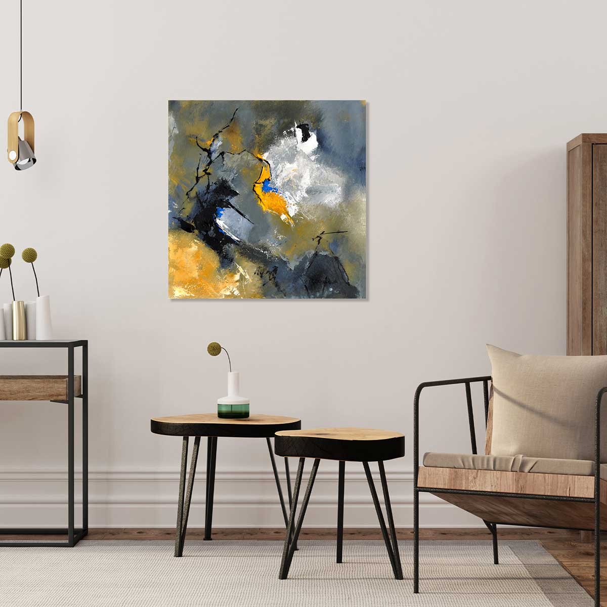 Tableau art abstrait nuances de gris tableau alu dibond, HEXOA