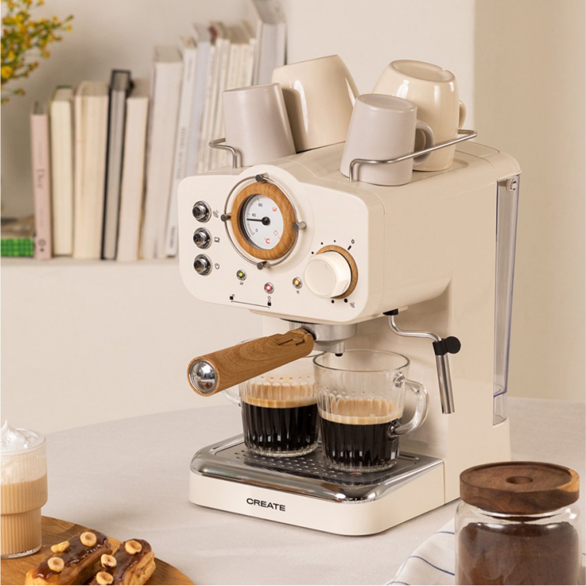 Cafetière expresso THERA RETRO blanc cassé, CREATE