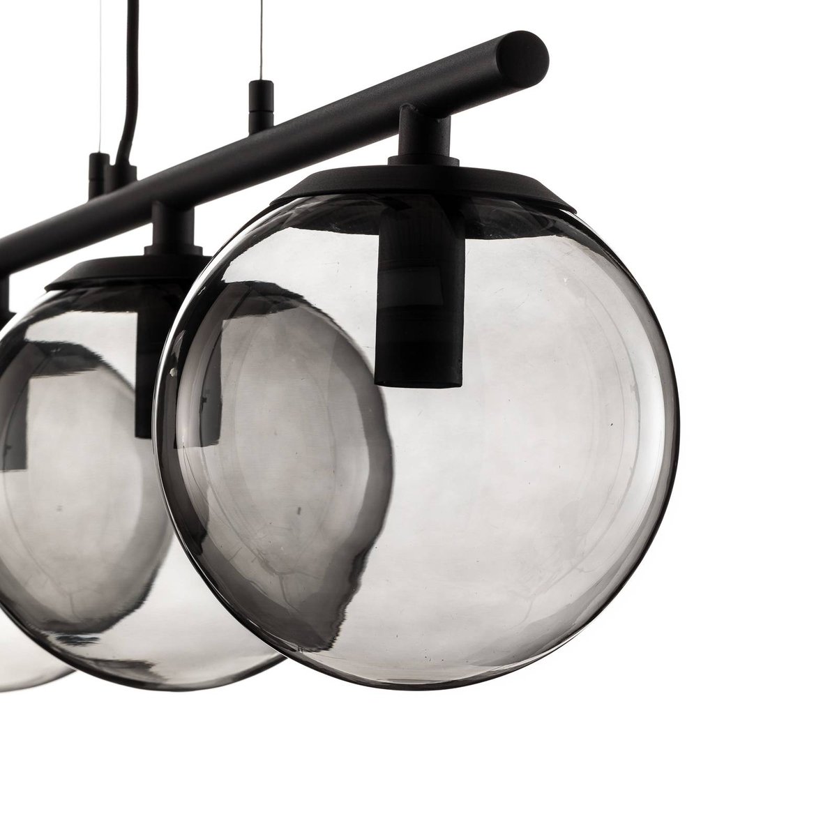 Suspension en verre vintage, Sotiana gris fumé, noir, LUCANDE