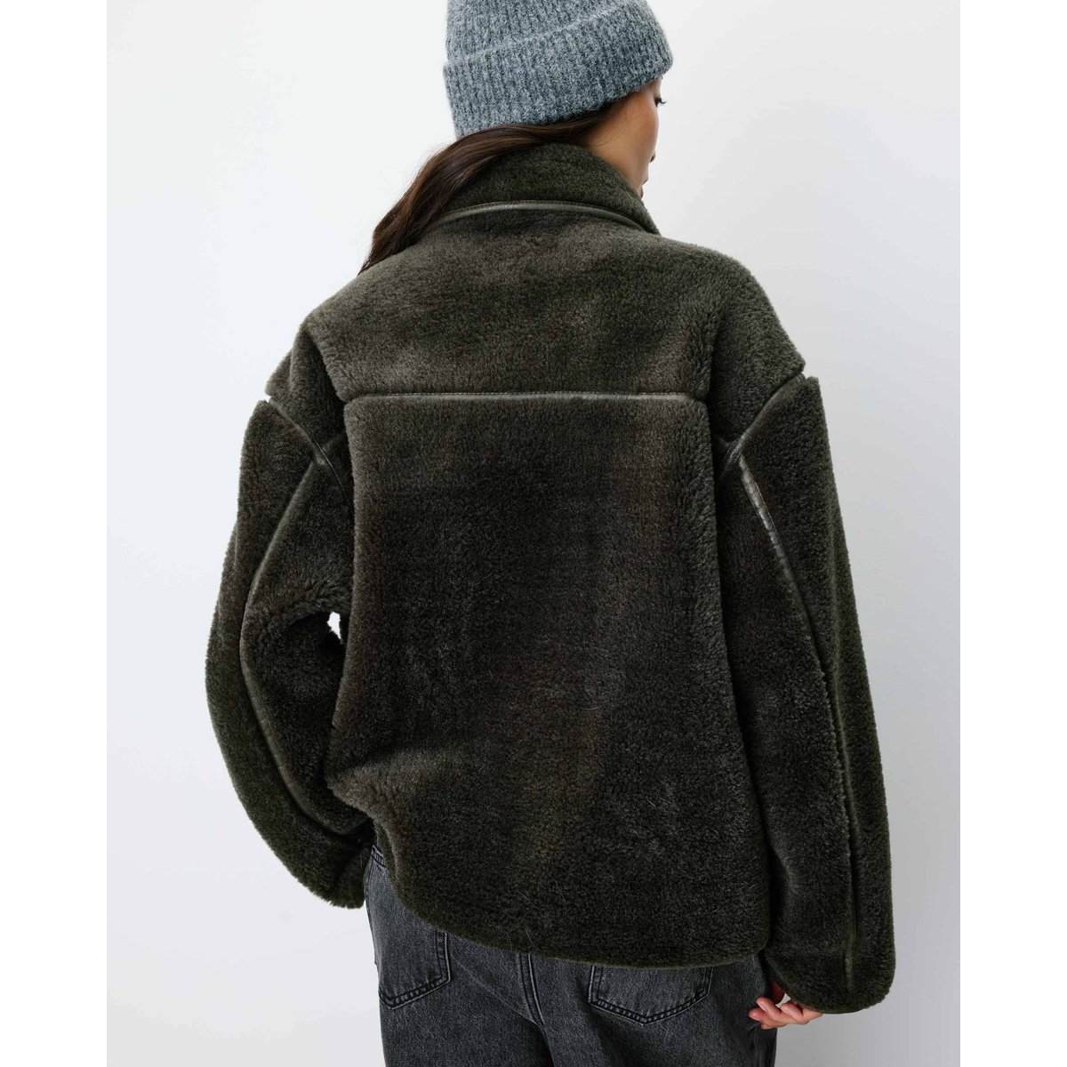 Manteau en Imitation fourrure oversize boutonné kaki Amelio kaki, GRACE & MILA