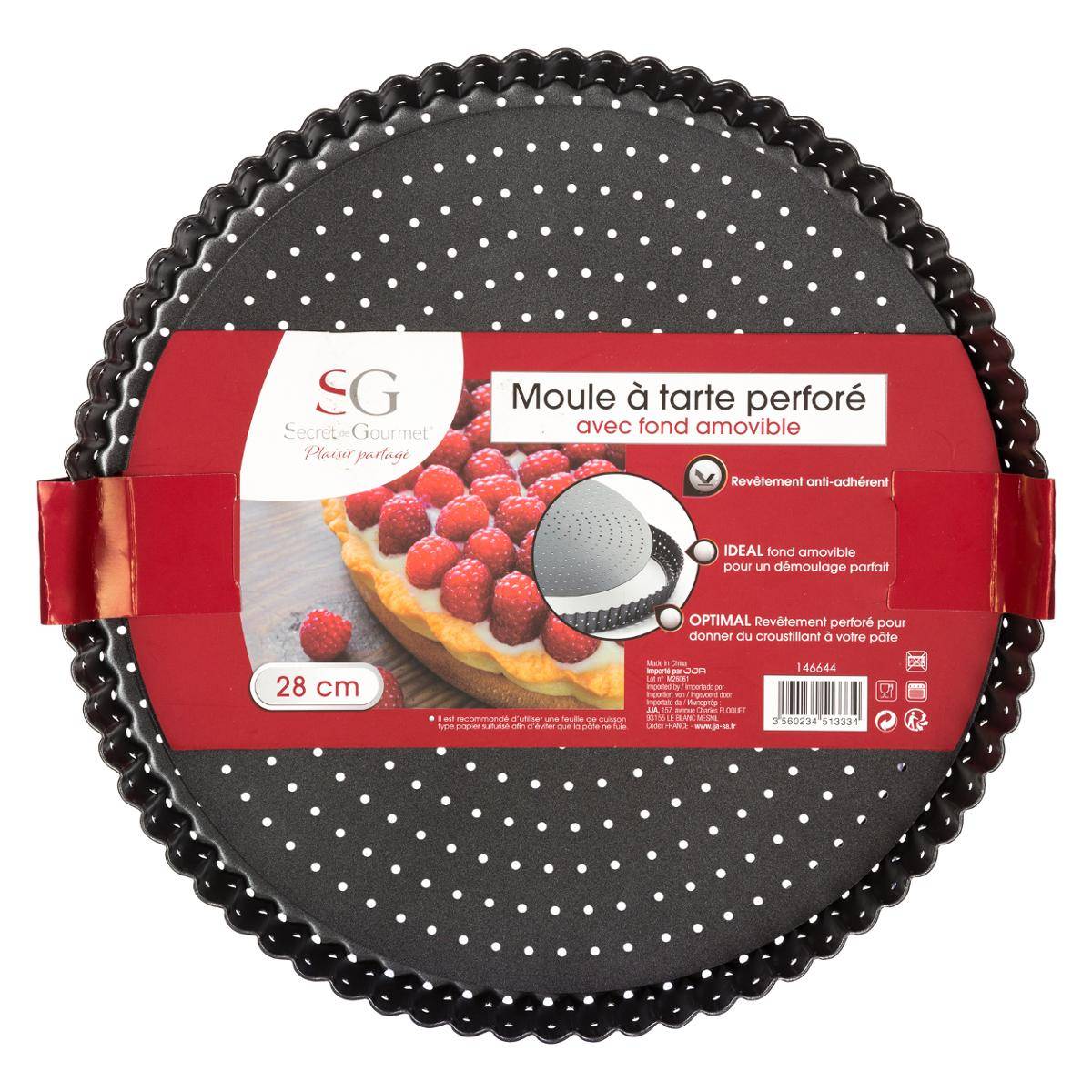 Moule rond perforé 28cm FONDS AMOVIBLES gris foncé, 5FIVE SIMPLY SMART