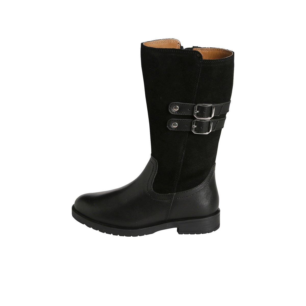 Bottes cavalières zippées cuir noir, VERTBAUDET