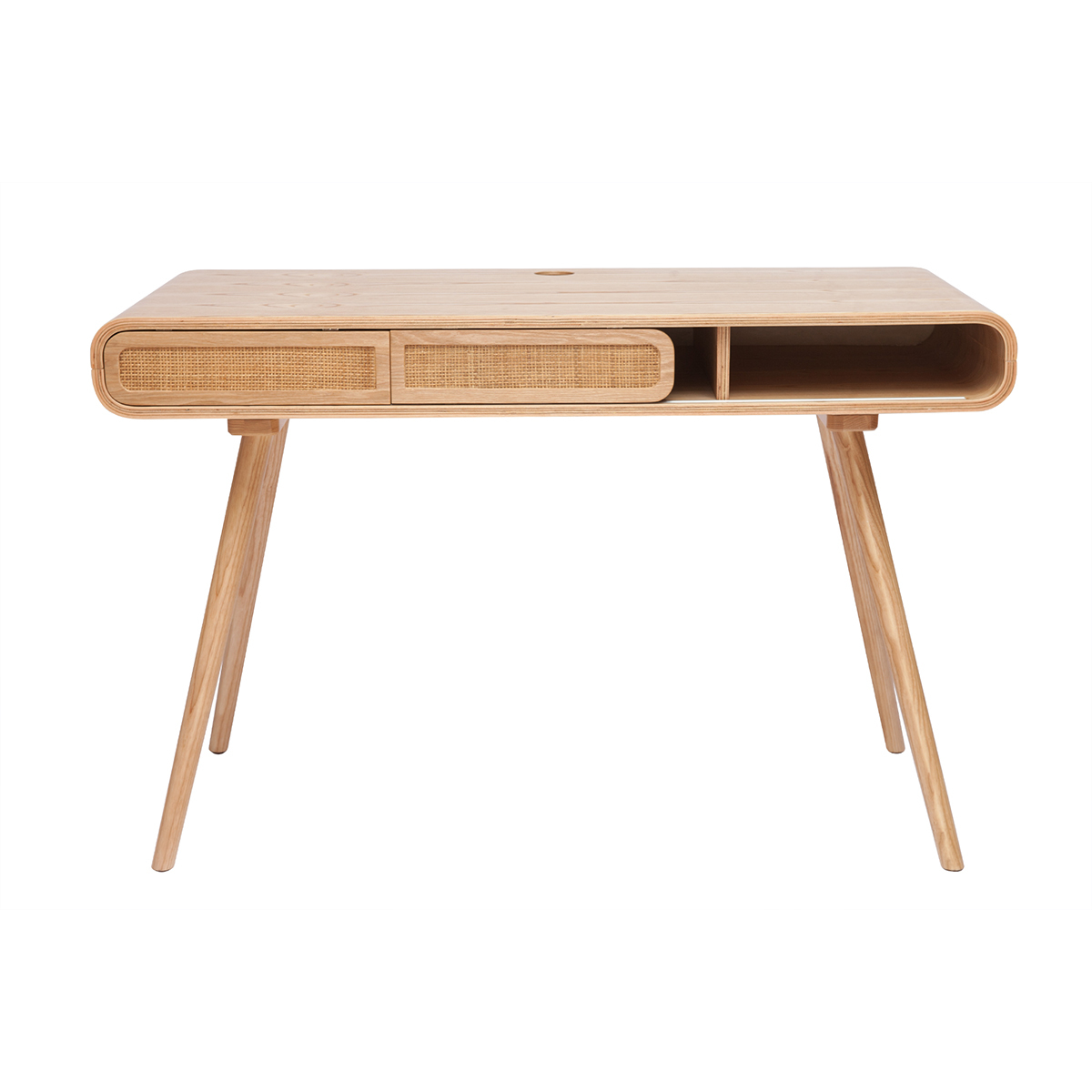 Bureau avec rangement vintage L120 cm OLYMPE frêne, MILIBOO