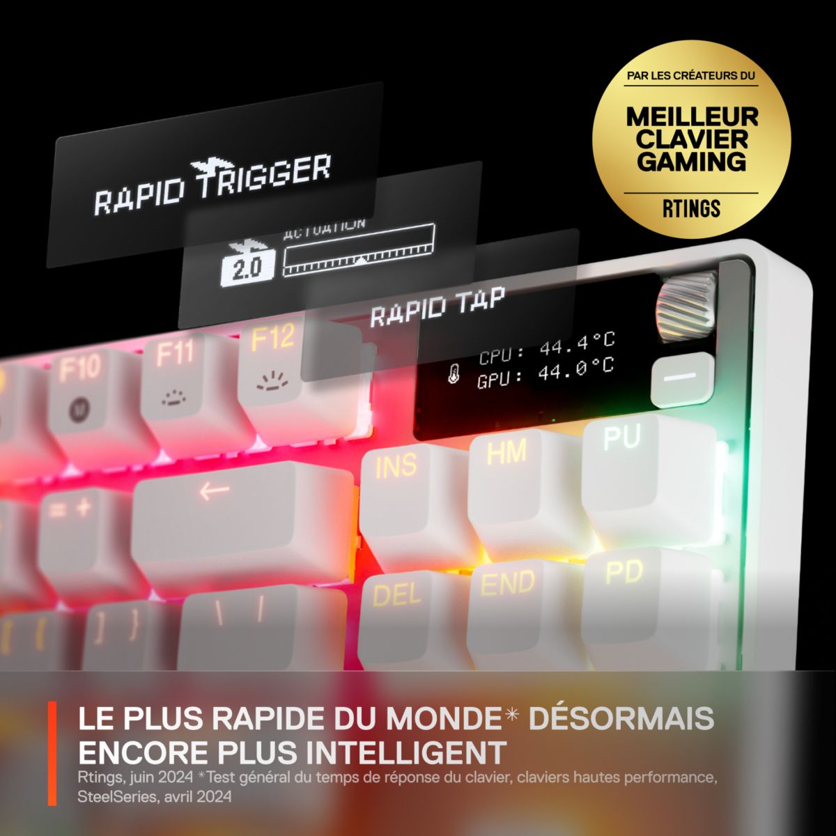 Clavier gamer Apex Pro TKL Gen 3 FR Blanc couleur unique, STEELSERIES