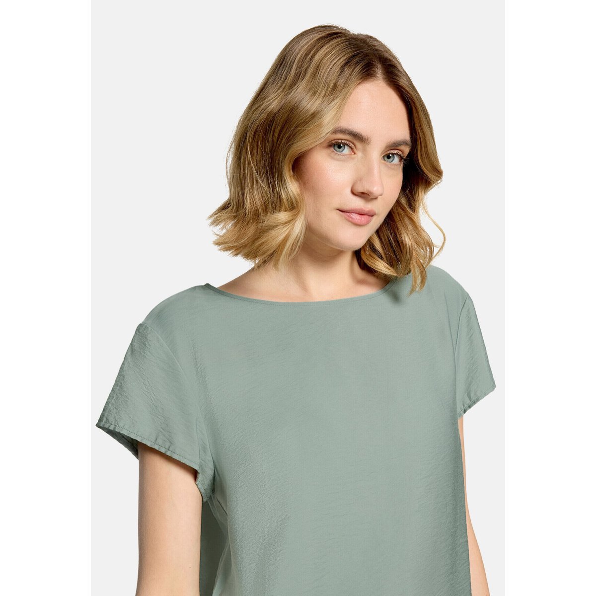 T-shirt façon blouse unicolore chinois green, BETTY BARCLAY