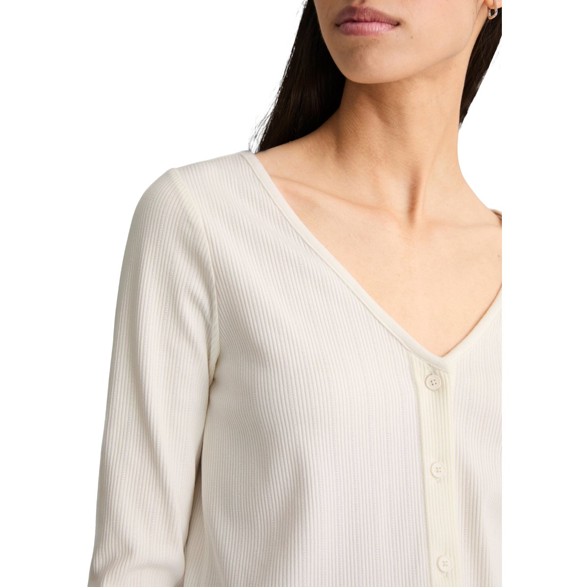 Pointelle-Cardigan slim en mélange de coton bio blanc, MARC O’POLO DENIM