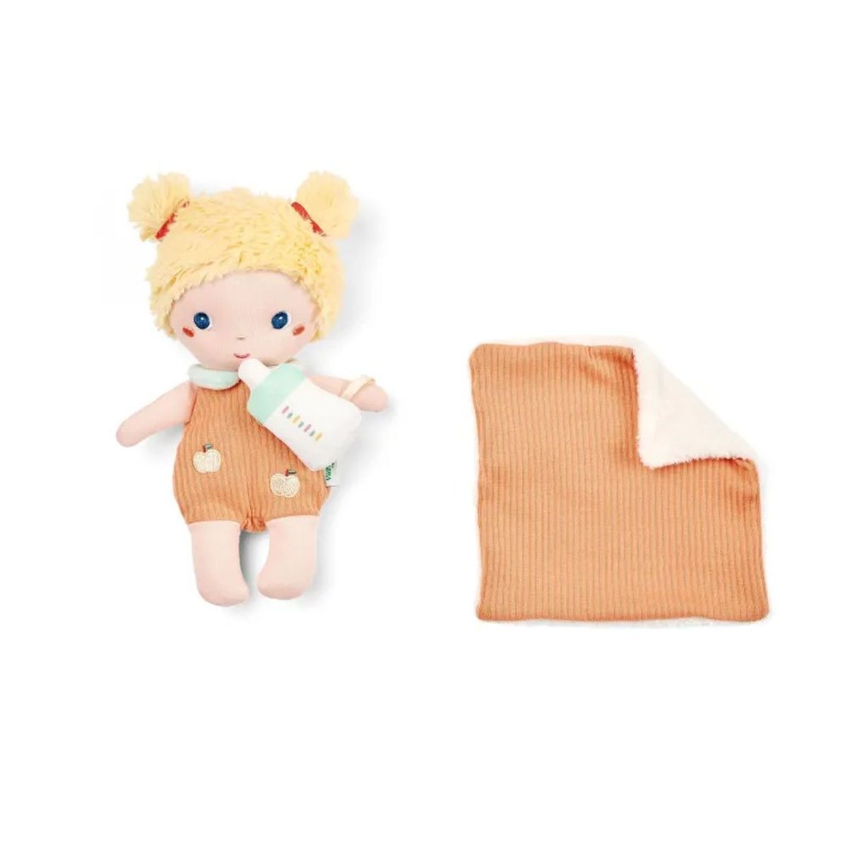 Poupée en tissu 21cm et son couffin jaune, LILLIPUTIENS