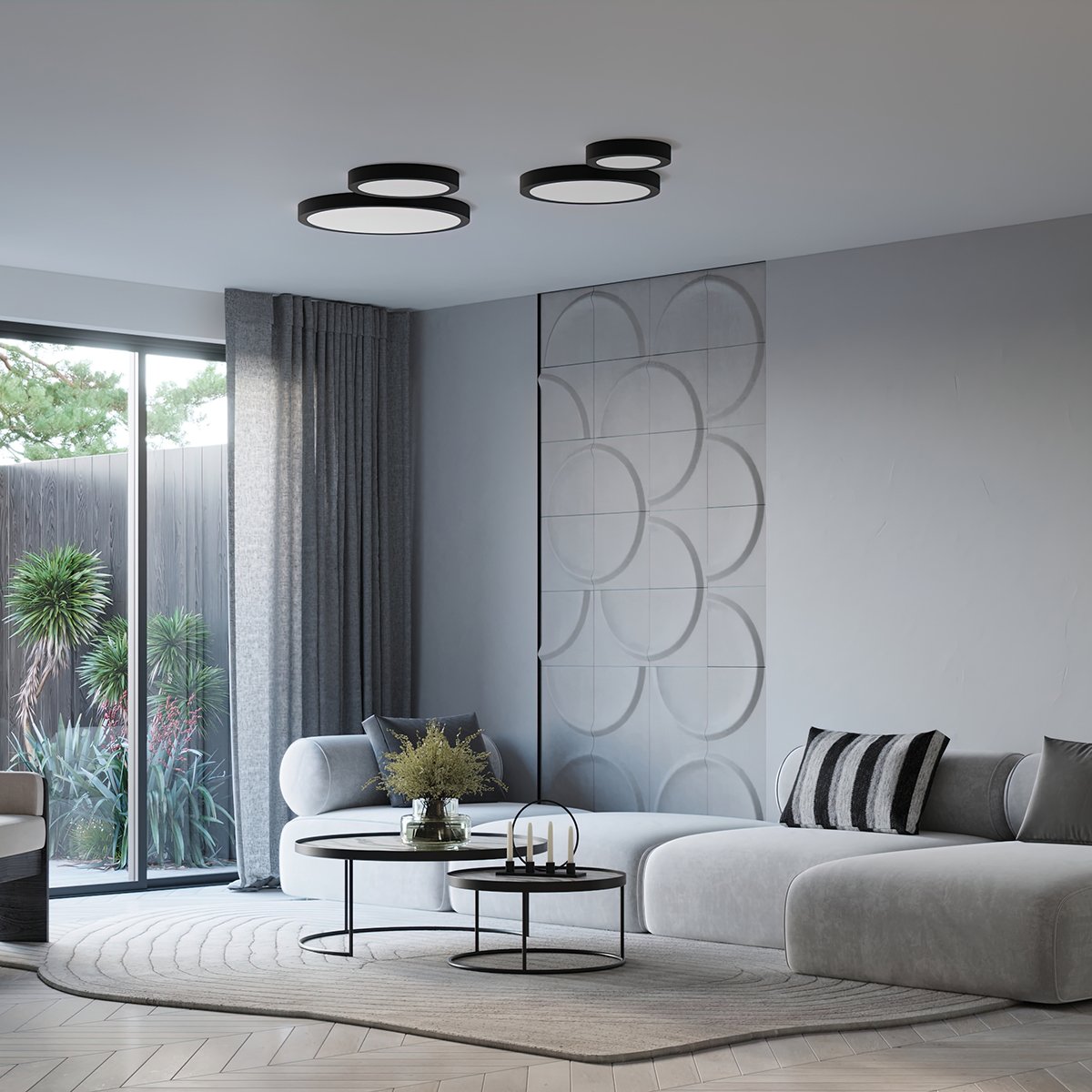 Plafonnier Aluminium Noir LED 1 Onyx 40 noir, EDEN