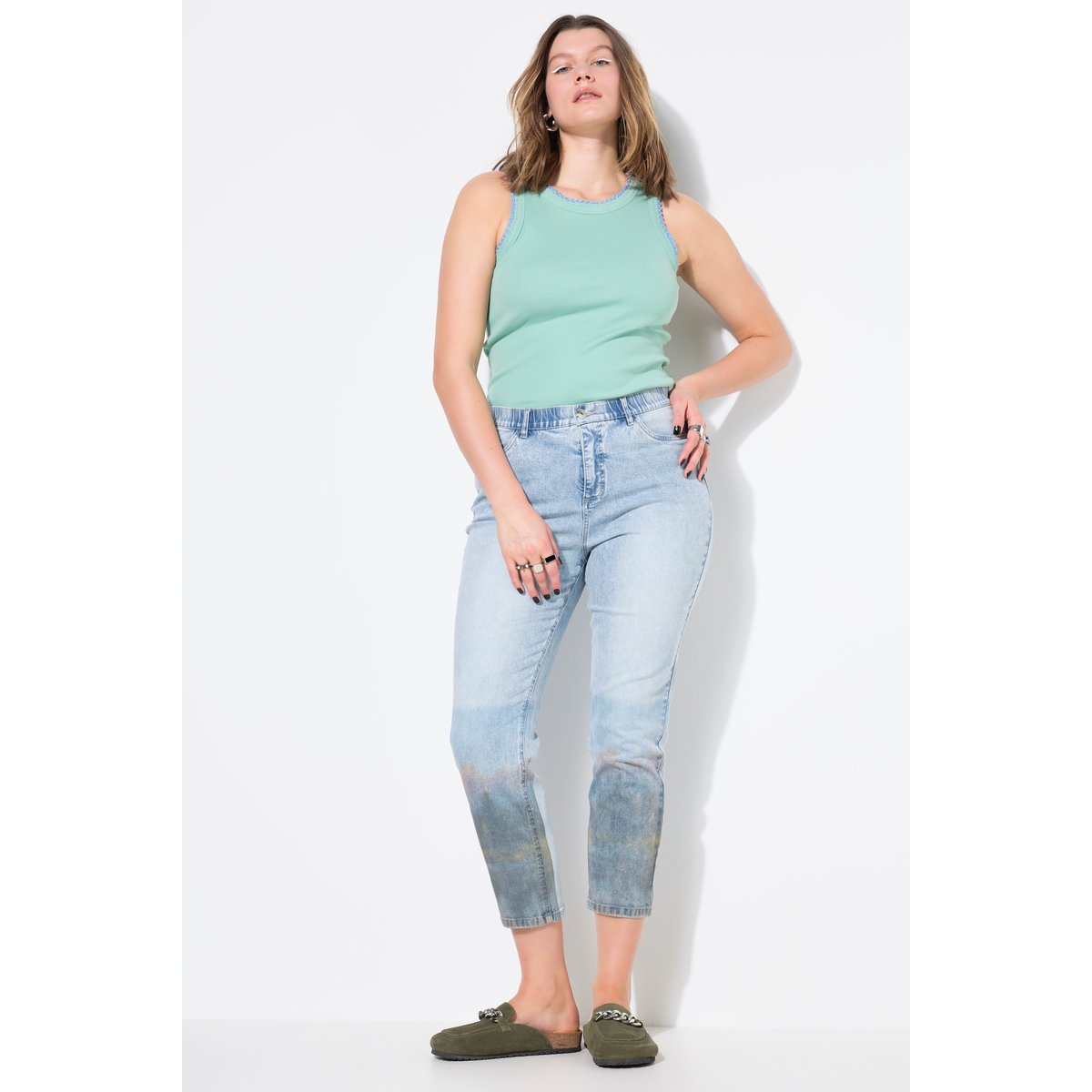 Jean Mom 5 poches, coupe Wide Legs bleu clair, STUDIO UNTOLD