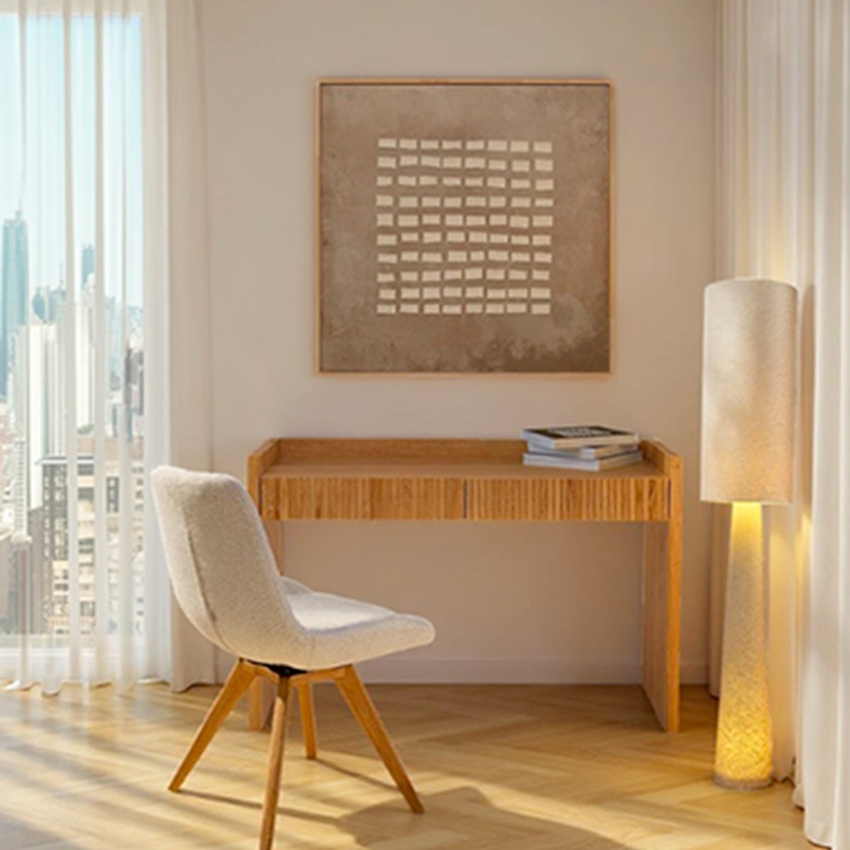 Bureau 2 tiroirs en chêne, BRIGHTON bois clair, KARE DESIGN