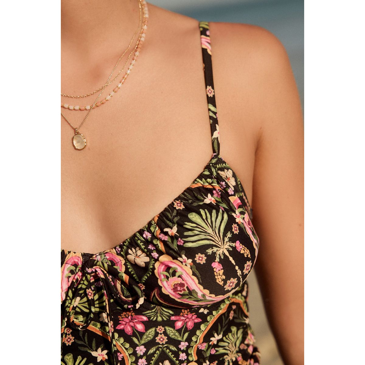 Haut de tankini non rembourré avec armatures paisley noir/rose, NEXT