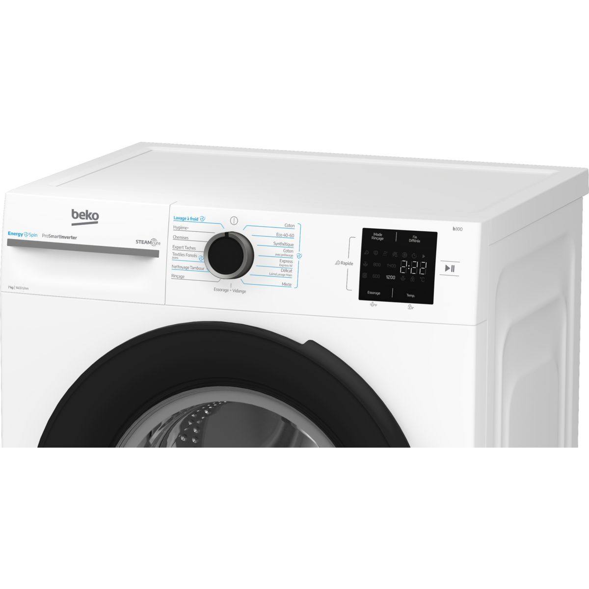 Lave linge compact BM3WFU47411B - 7 kg - 1400 tr/min - Classe A - Moteur induction - Energy Spin blanc, BEKO