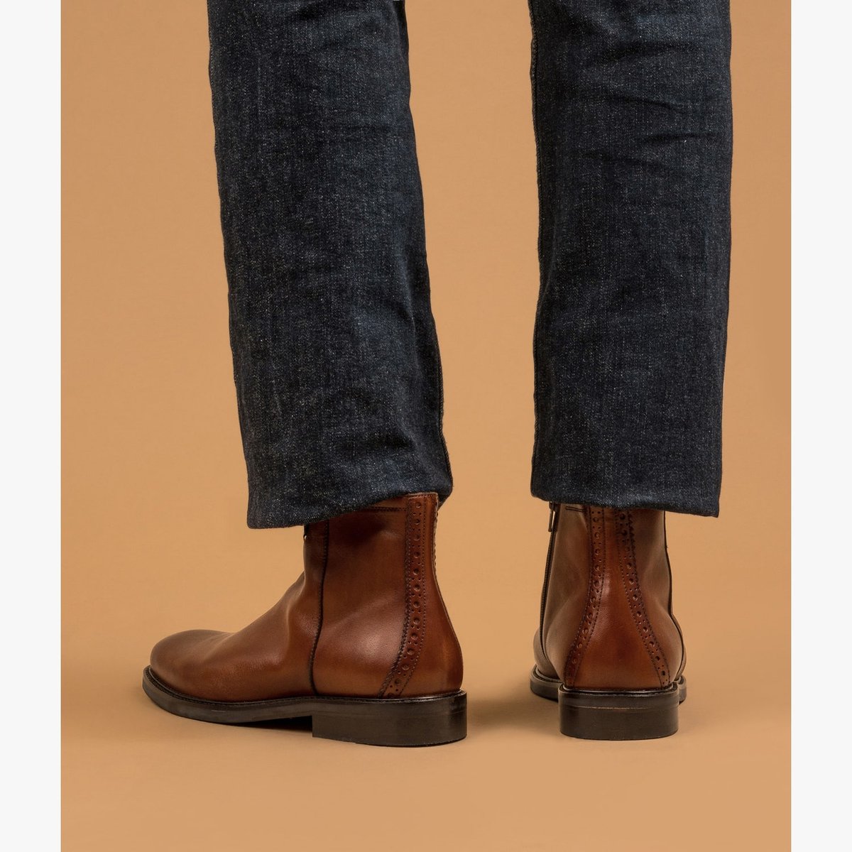 Boots en cuir MONTAGUE cognac, BOCAGE