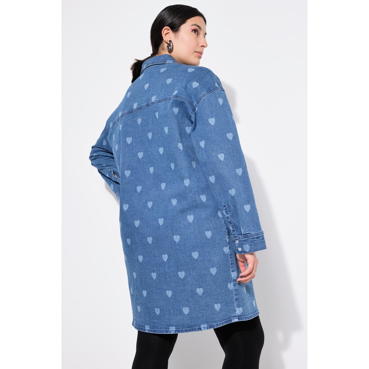 Robe en jean oversize, imprimé petits CŒURS bleu jean, STUDIO UNTOLD