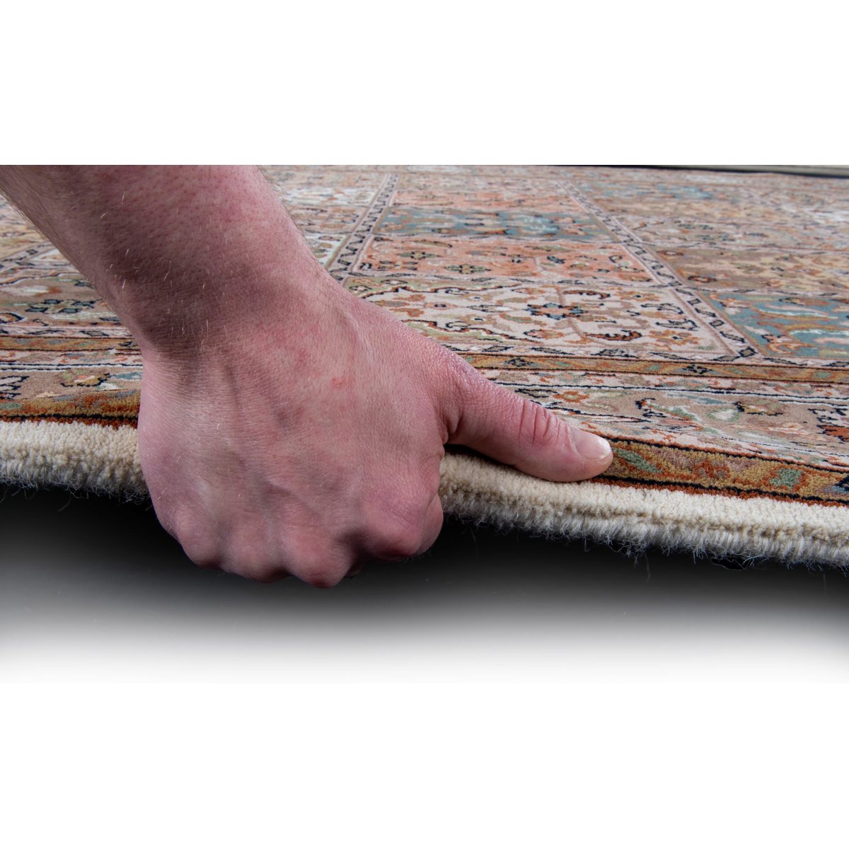 Tapis d'orient classique Benares noué main crème marron, THEKO