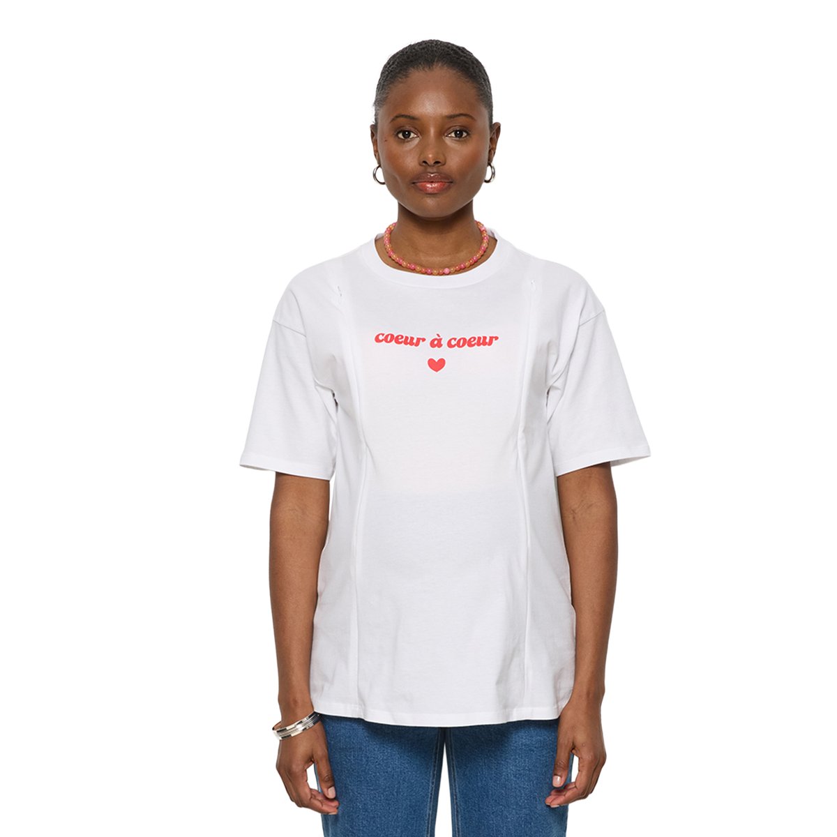 T-shirt manches courtes allaitement blanc, VERTBAUDET