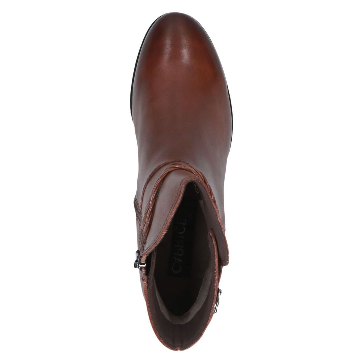 Bottine talon bloc marron mocca combiné, CAPRICE