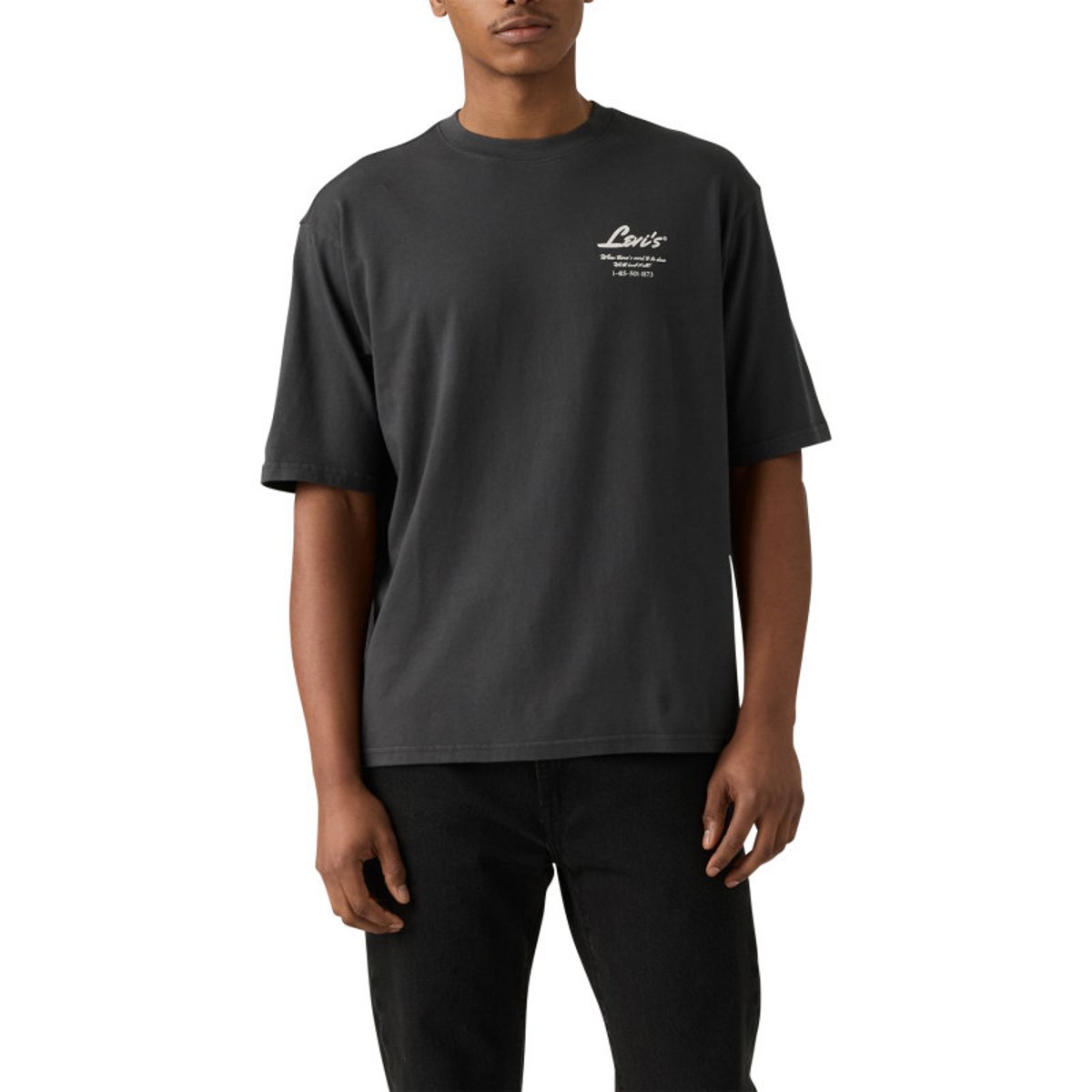 T-shirt en coton anthracite orné d'un imprimé camions et pourvu d'un col rond anthracite, LEVI'S