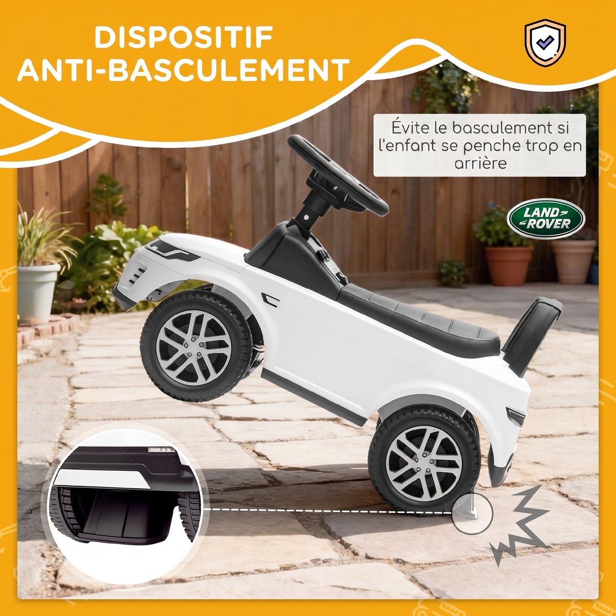 Voiture à glissière pour enfants PP et acier blanc, AIYAPLAY