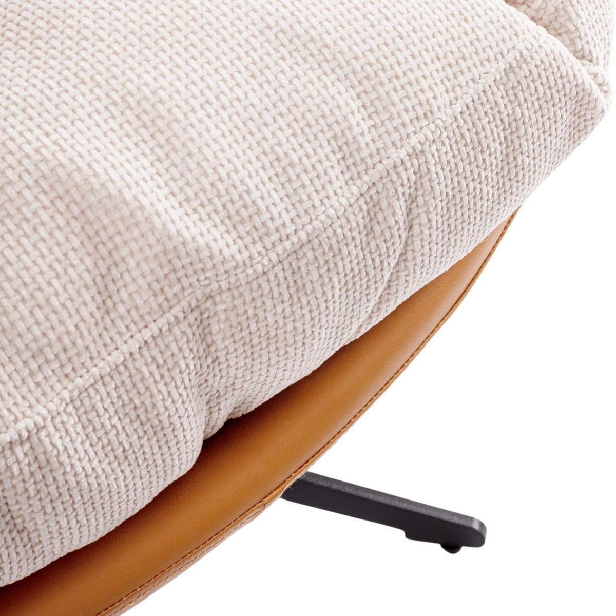 Fauteuil relax pivotant tissu/simili écru/cognac - NINO beige, HELLIN, DEPUIS 1862