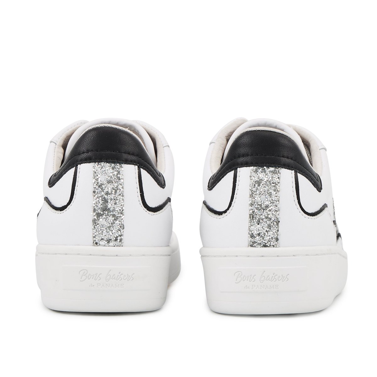 Baskets En Cuir Loulou blanc silver, BONS BAISERS