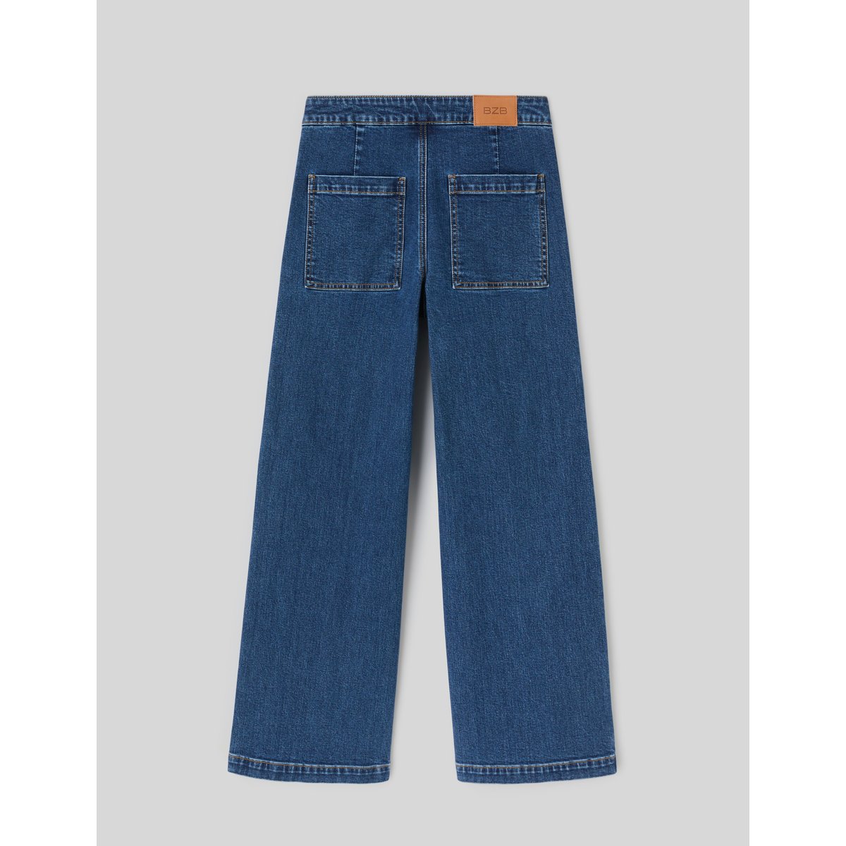 Jean wide leg boutonné bleu foncé, BZB