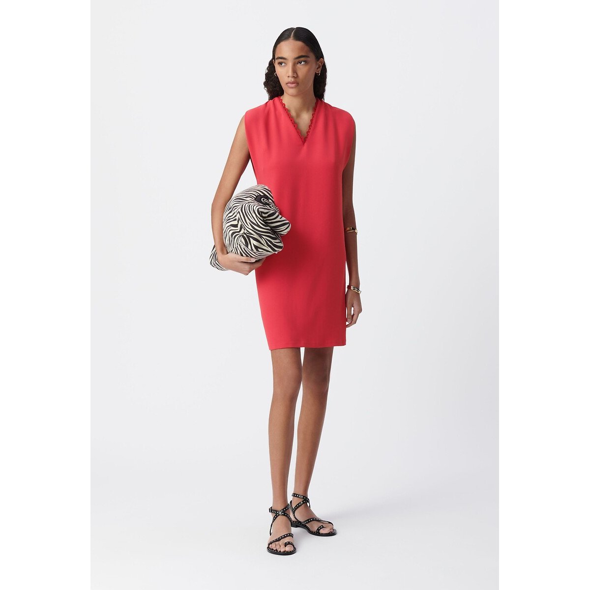 Sleeveless V-Neck Mini Dress red, IKKS