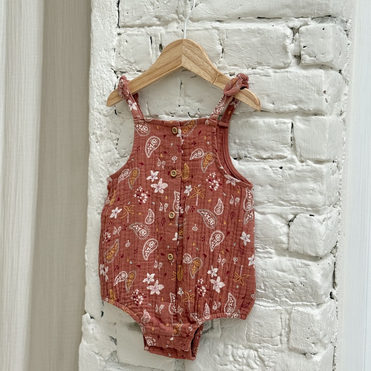 Barboteuse bébé en gaze de coton Arizona terracotta, PETIT BEGUIN