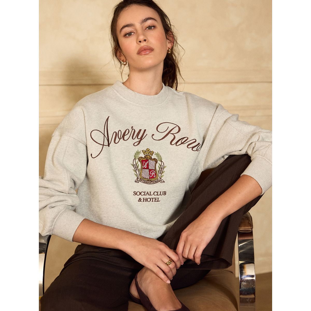 Sweatshirt de cou d'équipage graphique gris, NEXT