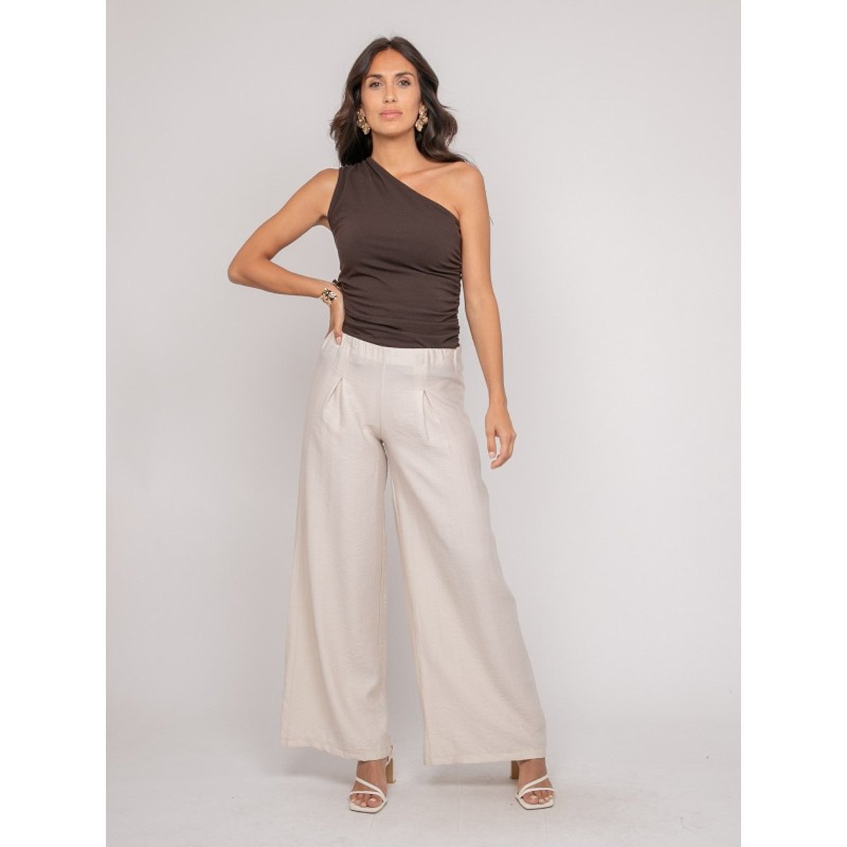 Pantalon Fluide Ejordie ecru, DONA LISA