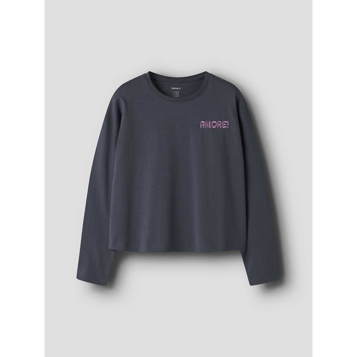 T-shirt manches longues bleu grisé, NAME IT