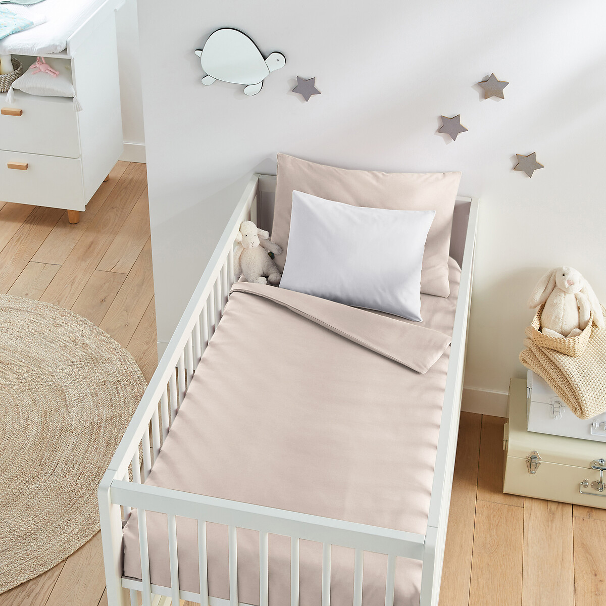 Drap housse bébé coton uni, Scenario beige galet, LA REDOUTE INTERIEURS