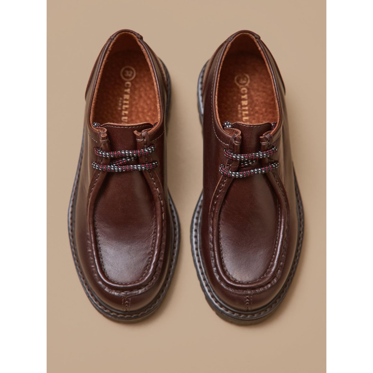 Derbies cuir chocolat, CYRILLUS