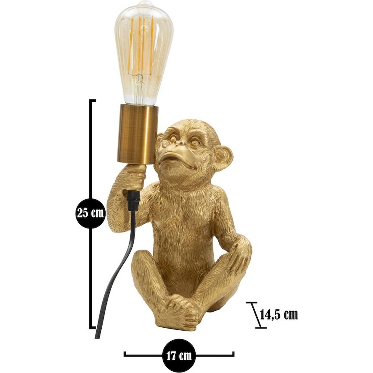 Lampe à poser singe sculpté GLAM doré, RECOLLECTION