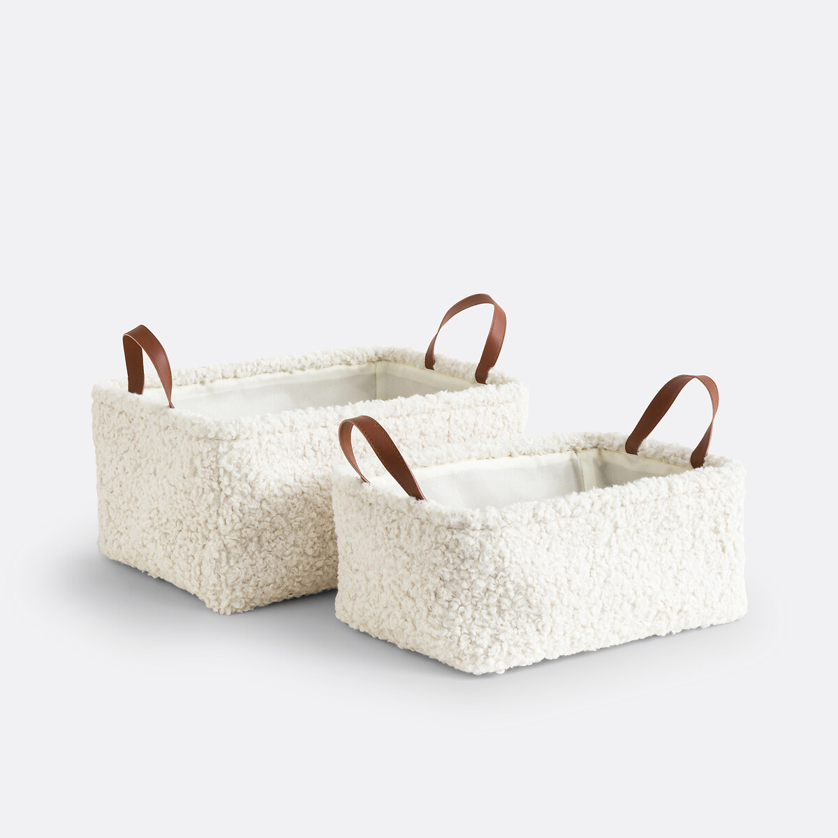 Lot de 2 paniers bouclette, Boklio ecru, LA REDOUTE INTERIEURS