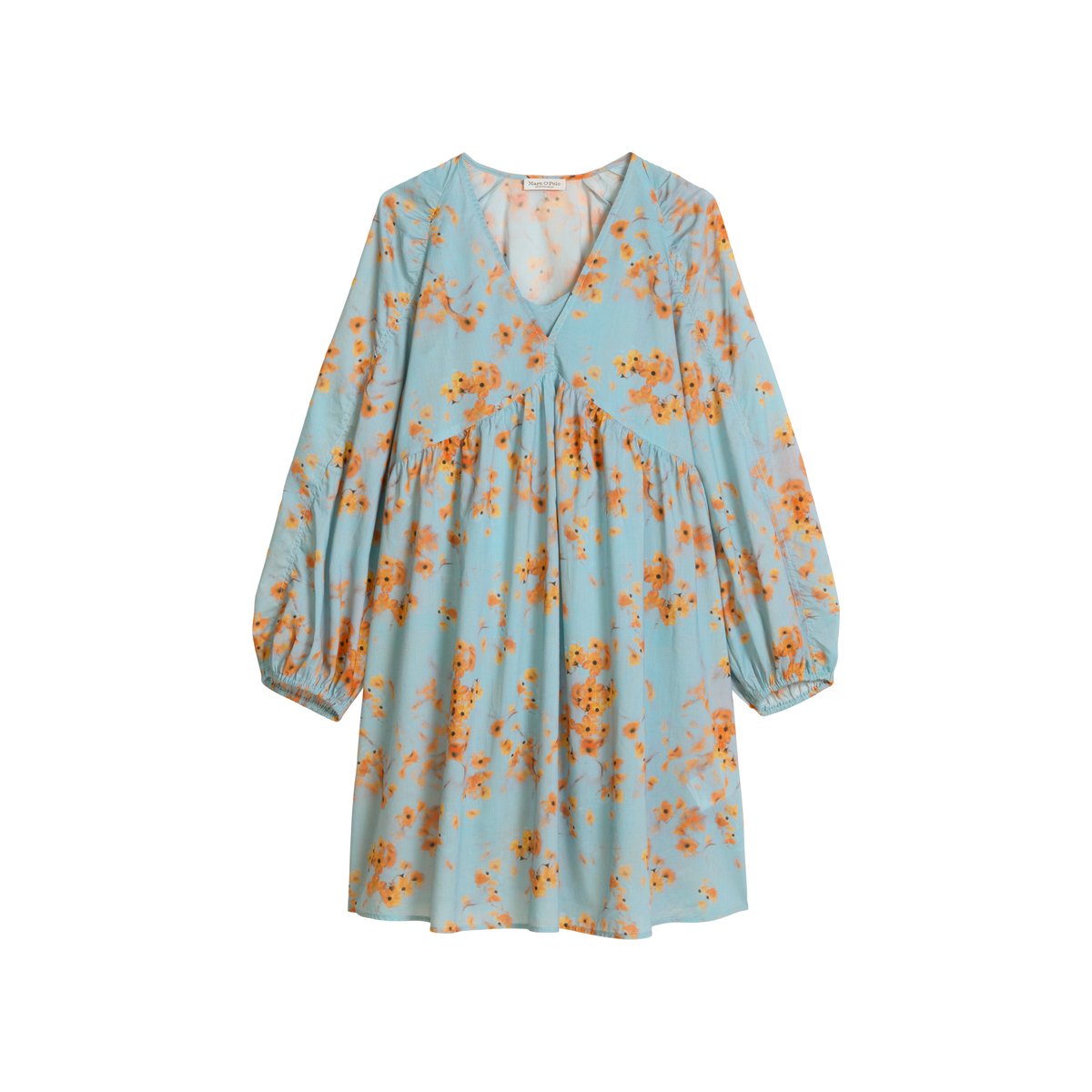 Robe d'été courte loose en voile de coton imprimé bleu moyen, MARC O'POLO