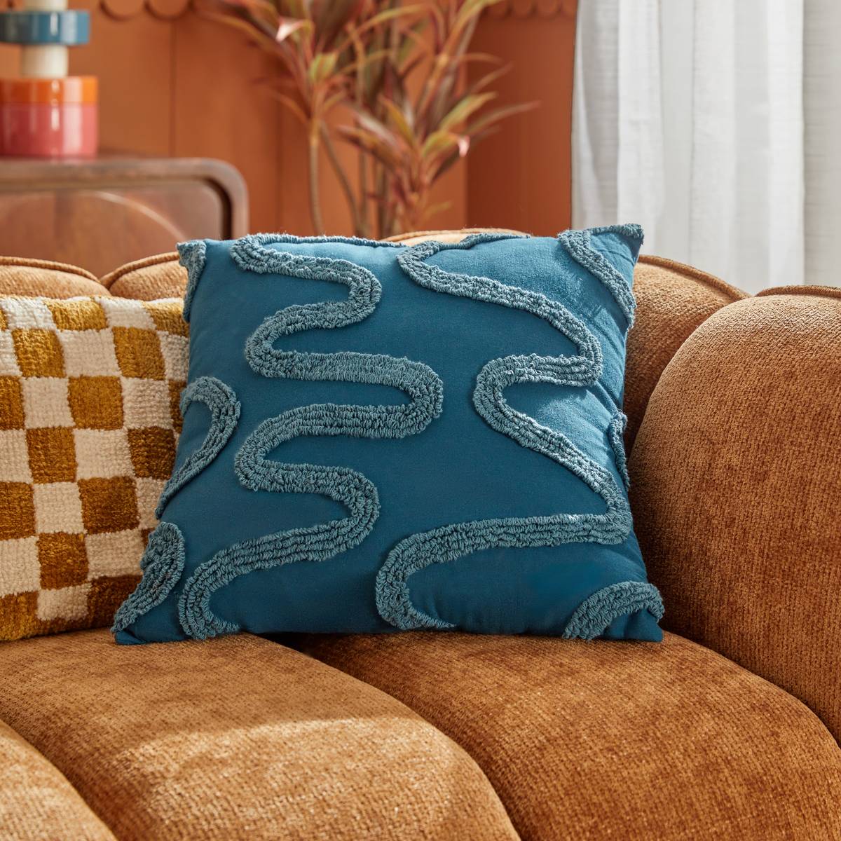 Coussin carré HOMY petrol, ATMOSPHERA