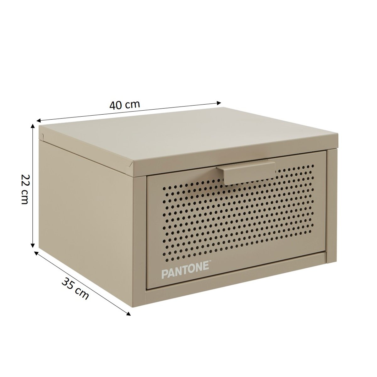 Table de chevet murale en acier taupe, PANTONE