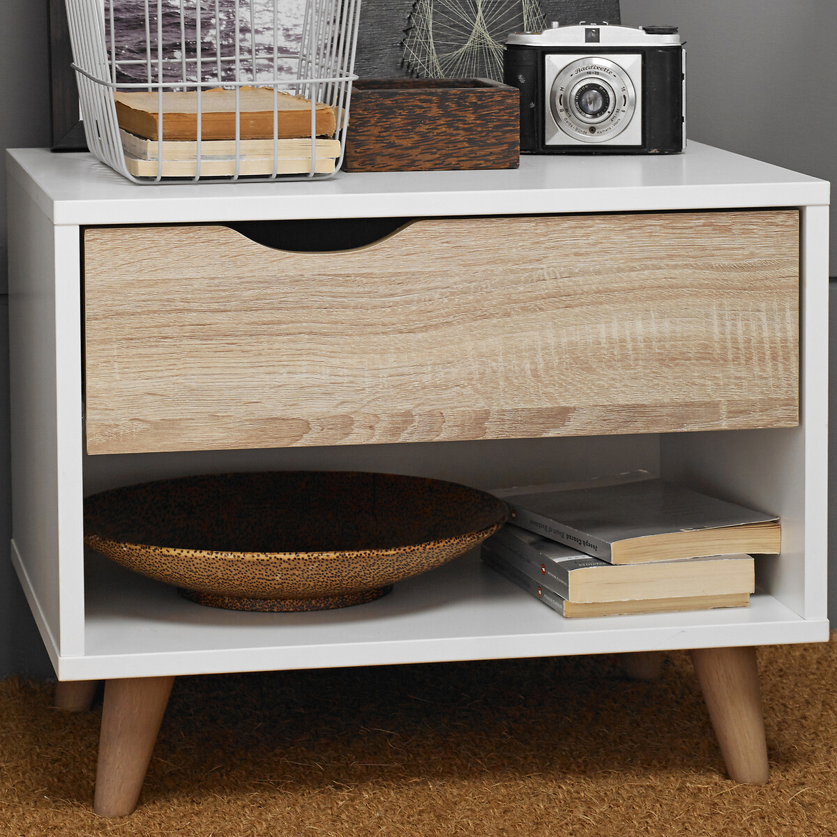 Scandi 1 Drawer Bedside Cabinet white, SO'HOME