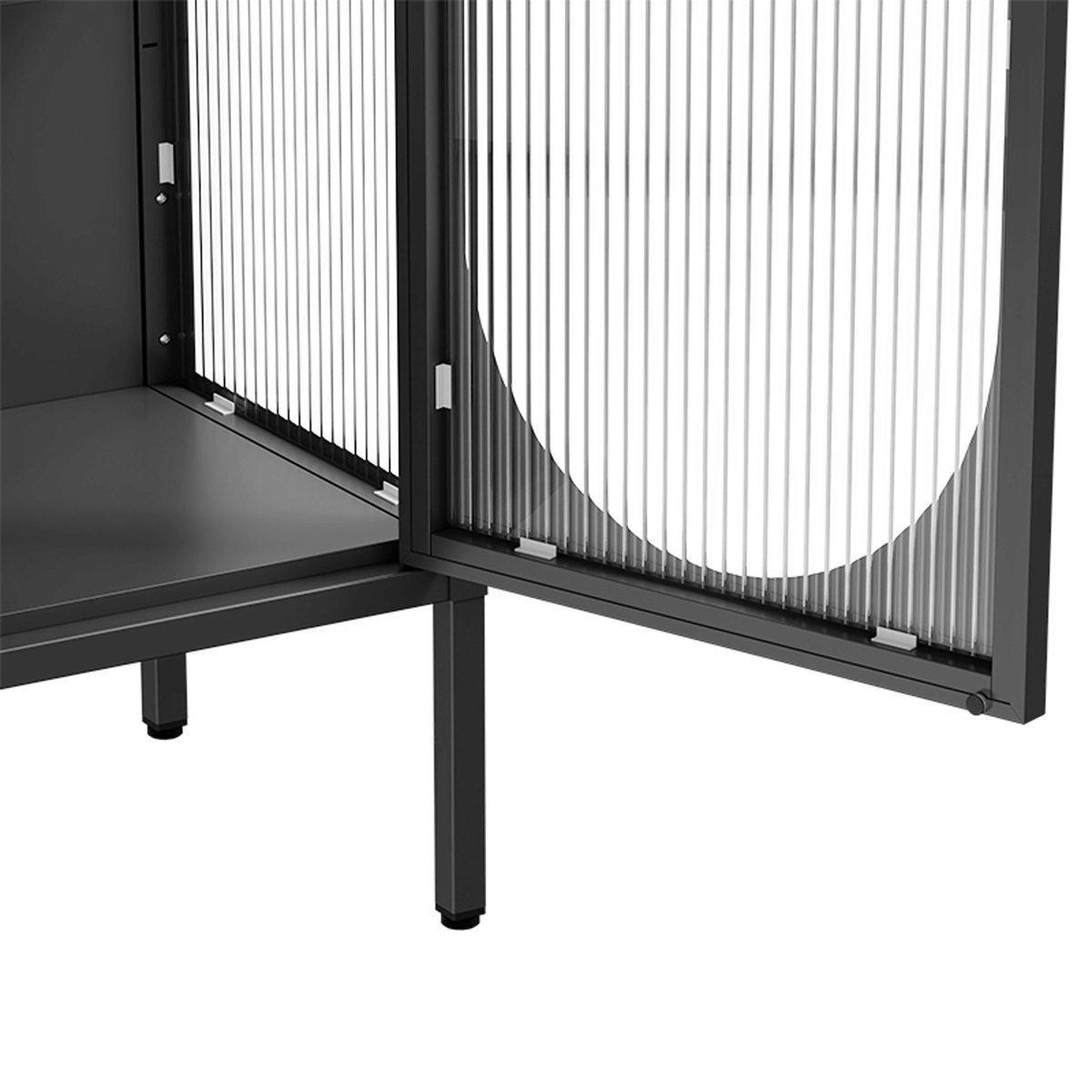 Buffet en métal et verre 2 portes 80 cm, DREAMY noir, OVIALA