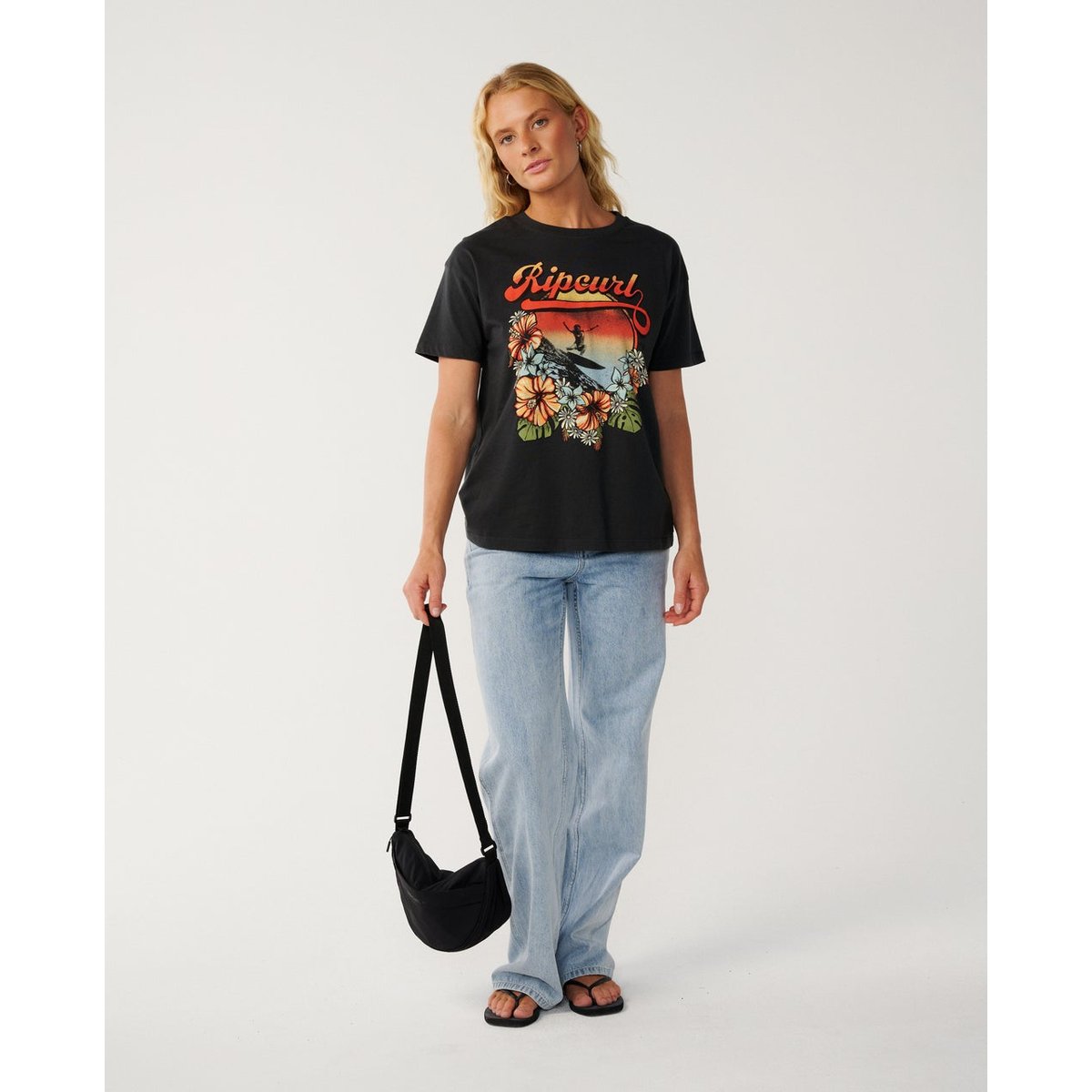 T-shirt relax WAVE noir délavé, RIP CURL