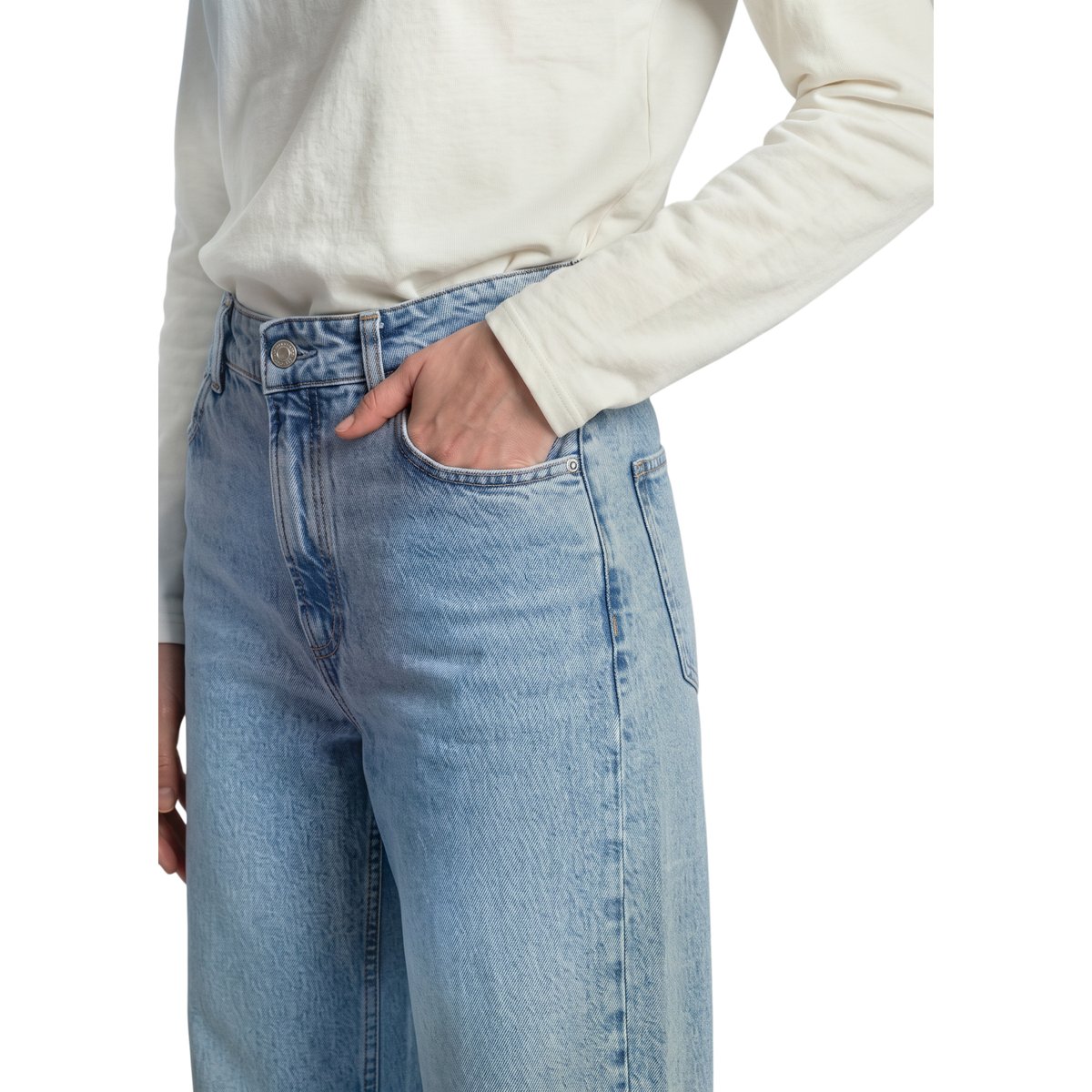 Jeans modèle Tomma large en qualité légère de coton bio bleu, MARC O’POLO DENIM