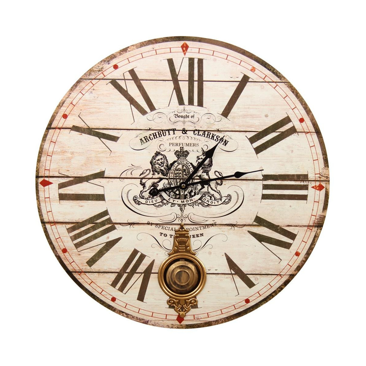 Horloge ancienne balancier archbutt & blanc, DECORATION D’AUTREFOIS