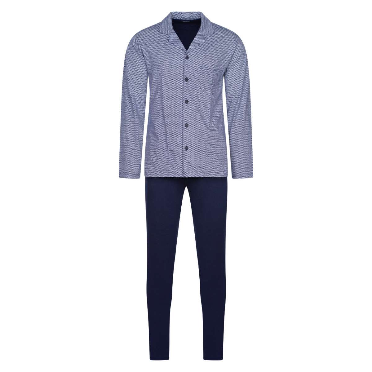 Pyjama long Ramatuelle coton droite fluide bleu, HOM