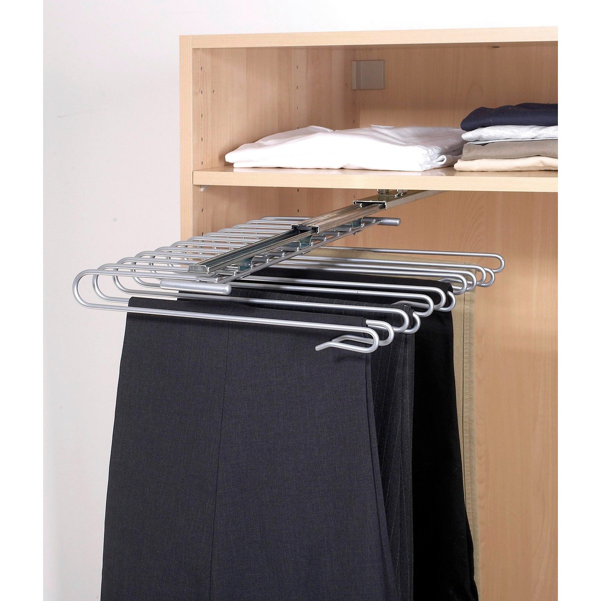 Porte 12 pantalons coulissant pour dressing argent brillant, WENKO