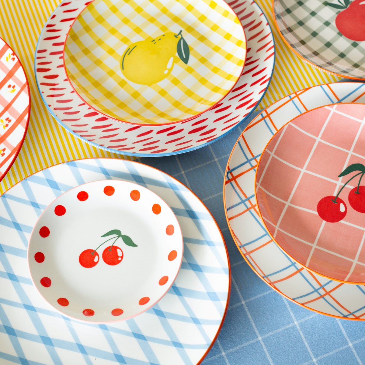 Lot de 6 grandes assiettes, Fruits en Folie multicolore, ARTIME