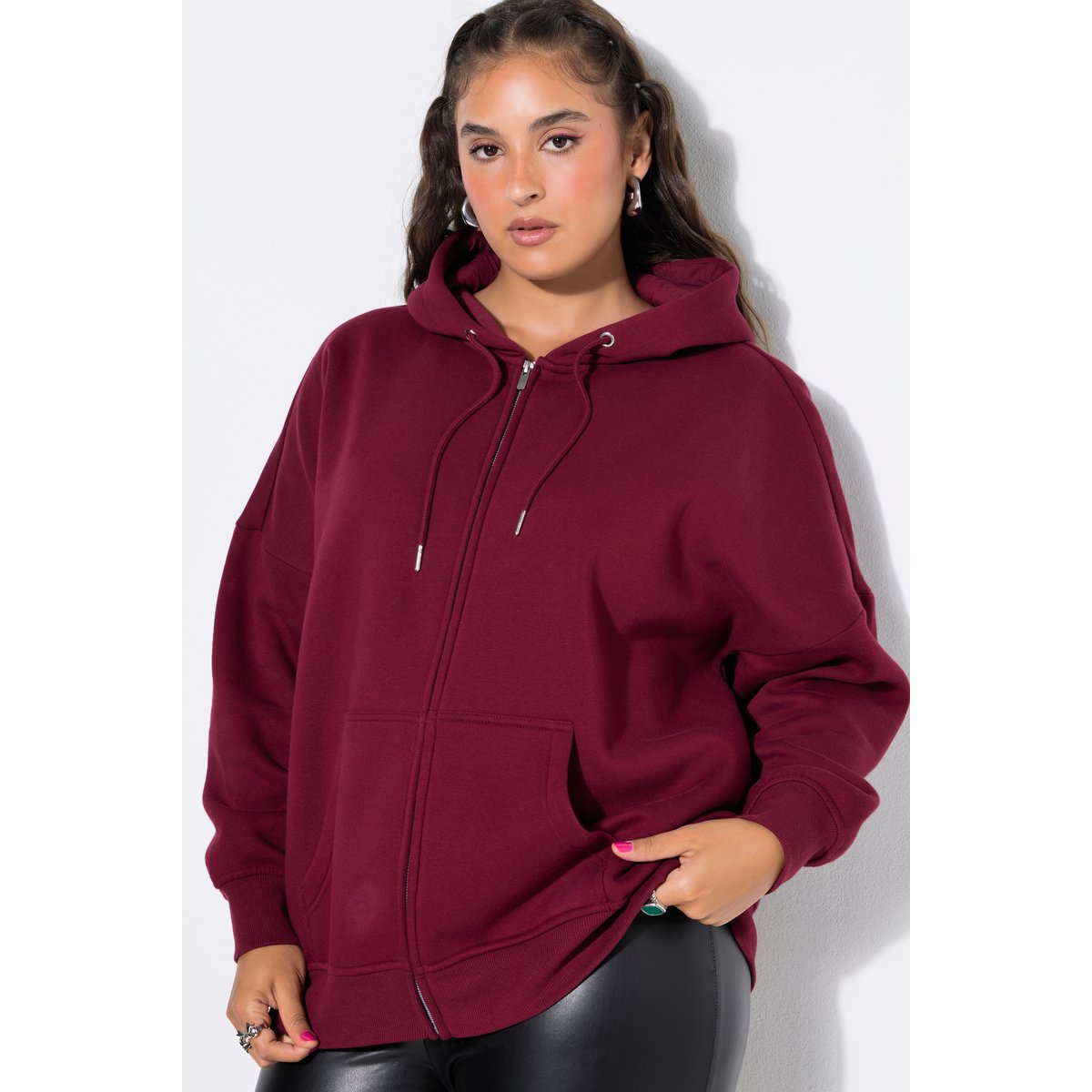 Veste à capuche oversize rouge vin, STUDIO UNTOLD