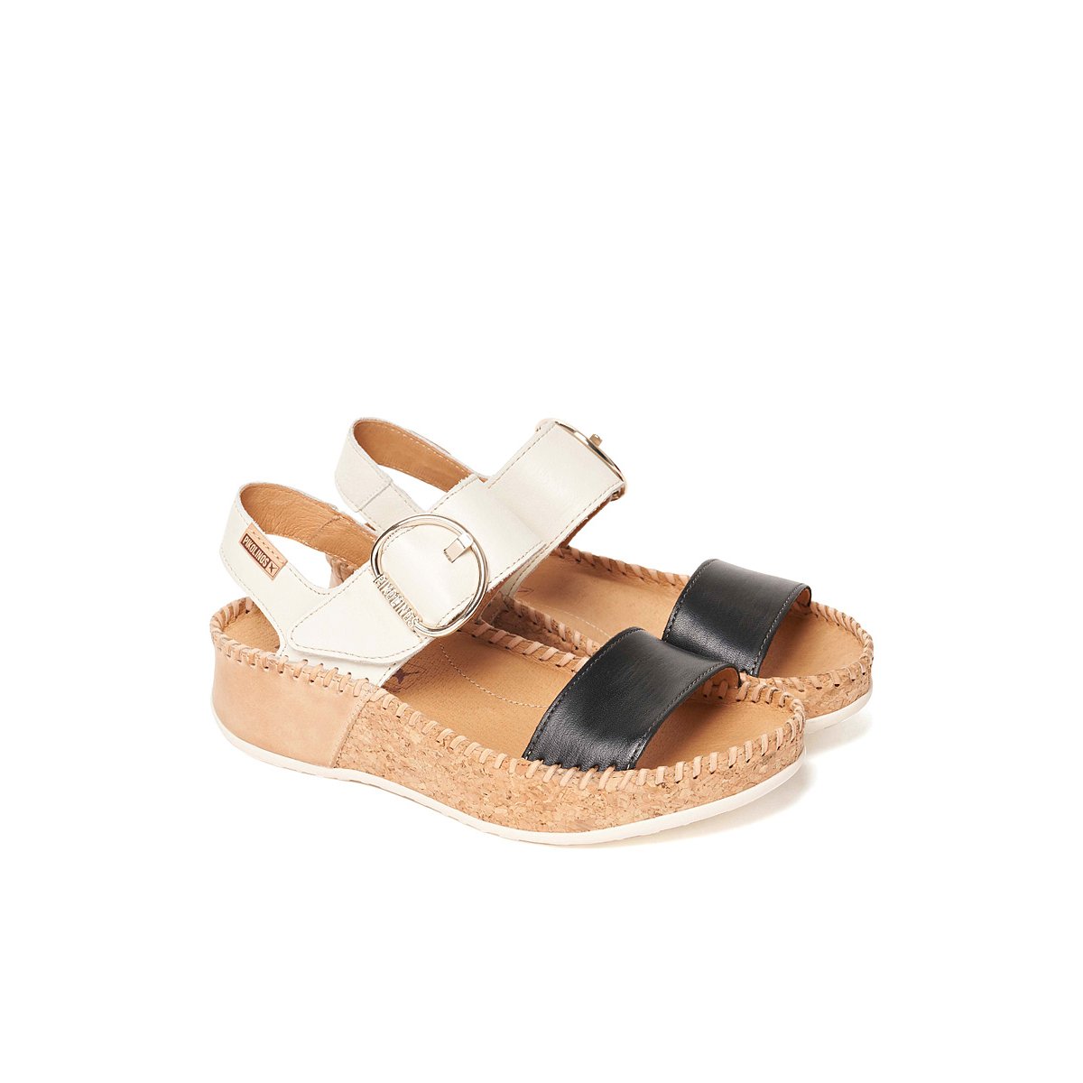 Sandales à semelles compensées cuir Marina black, PIKOLINOS