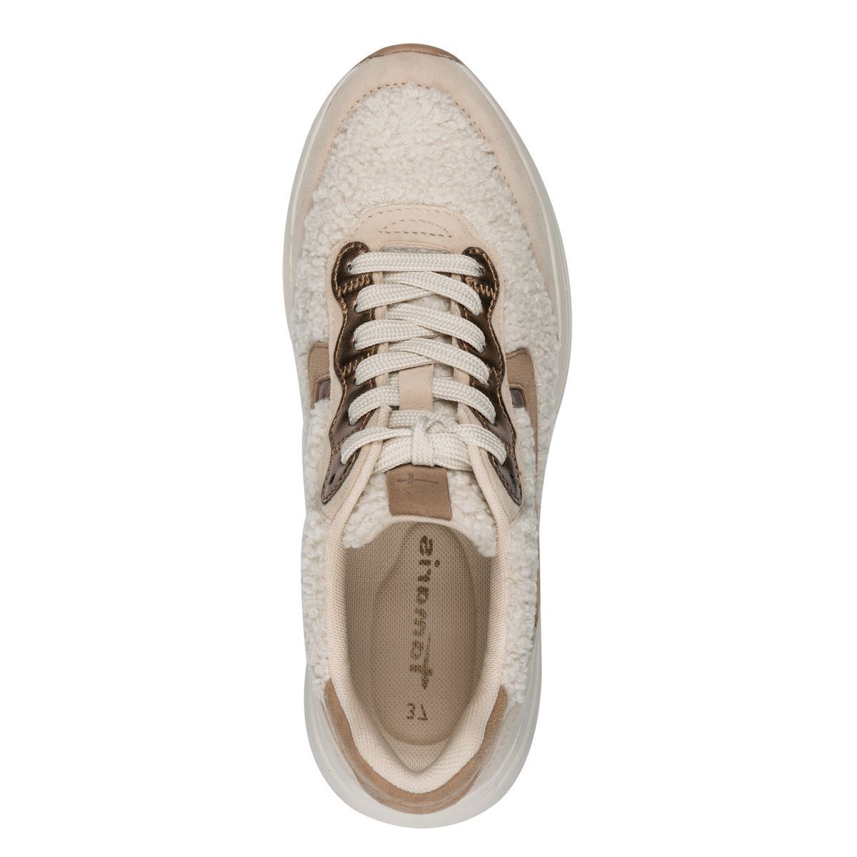 Basket en cuir beige beige suède, TAMARIS